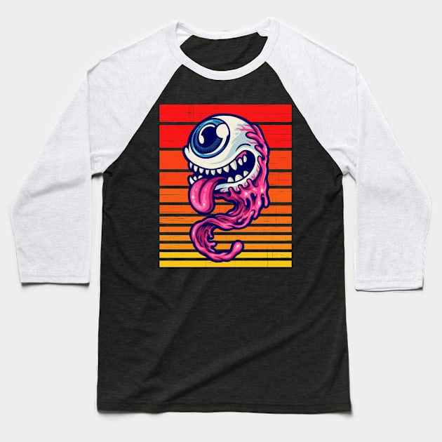 Halloween One Eye Monster Retro Style Baseball T-Shirt by divinoro trendy boutique